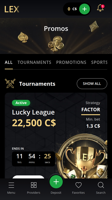 Promozioni per dispositivi mobili di Lex Casino