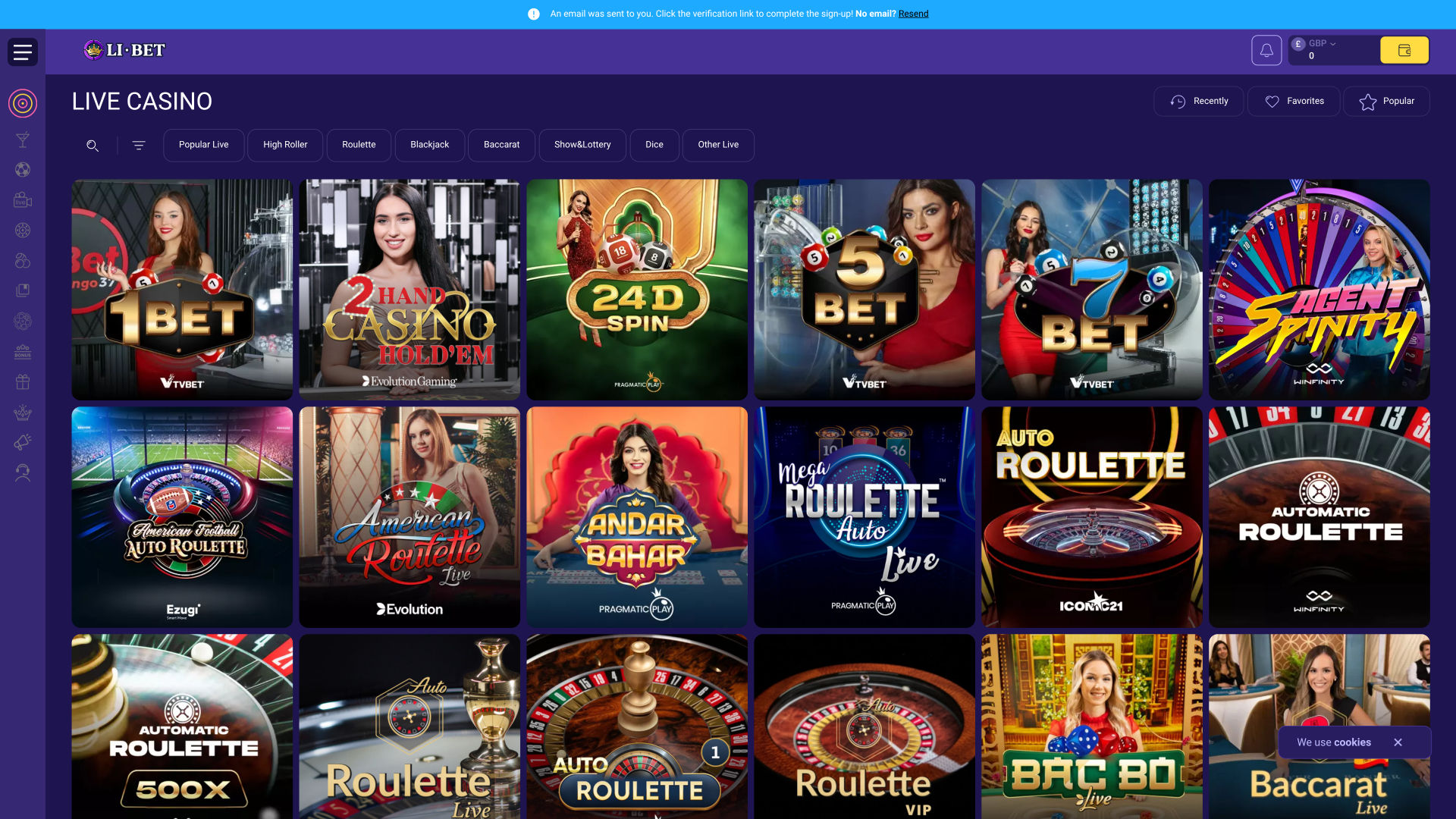 Li Bet Casino Desktop Live Dealer