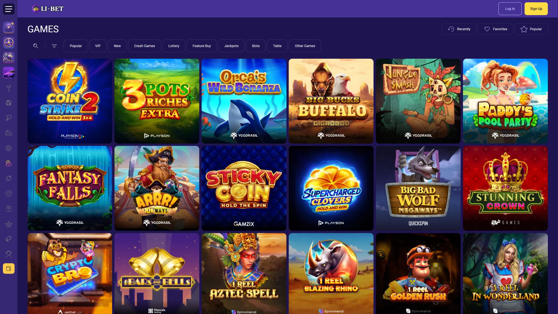 Игры для ПК в казино Li Bet