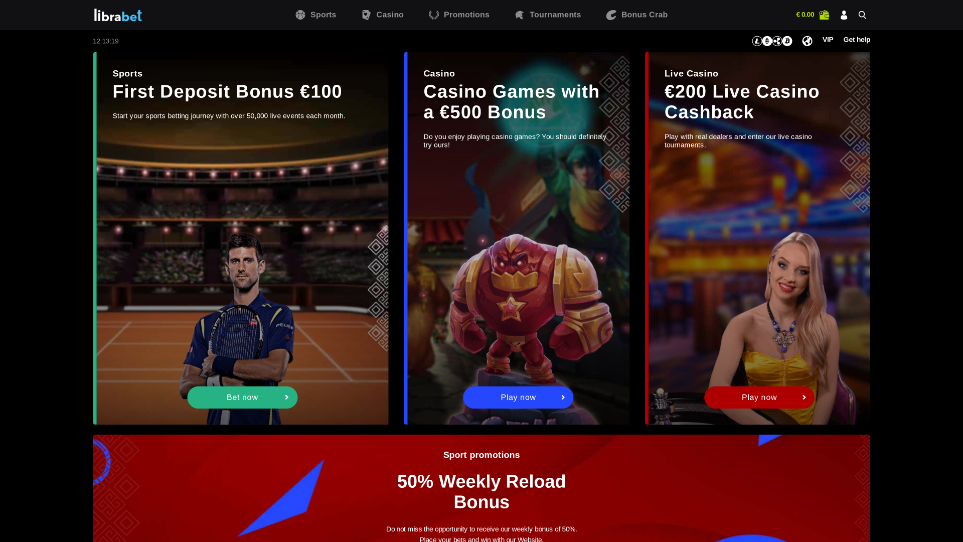 Librabet Casino Desktop-Startseite