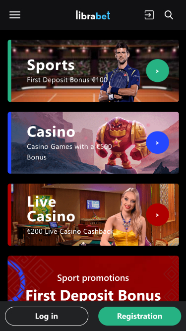Librabet Casino Mobile Homepage