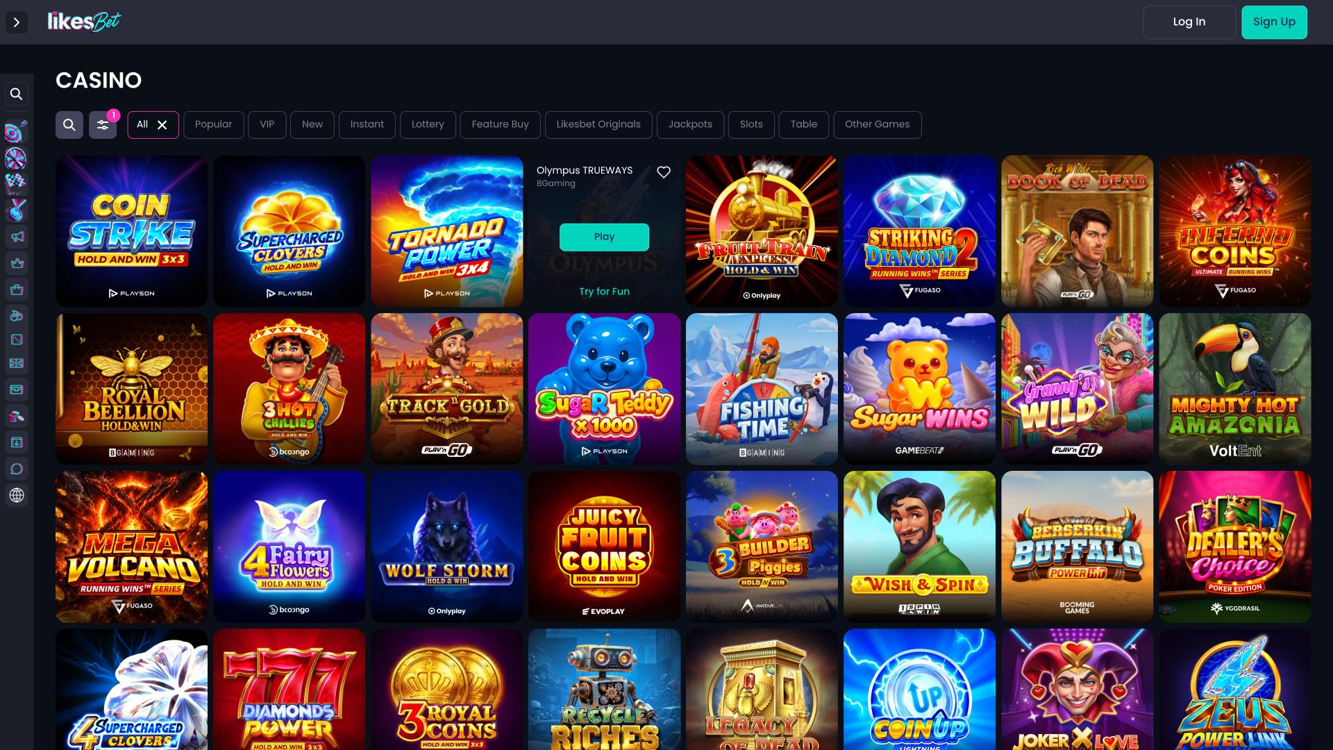 Pagina dei giochi del casinò Likes.bet