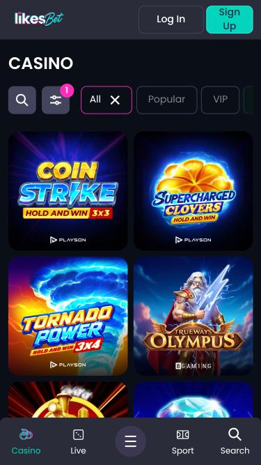 Mi piace. Pagina mobile dei giochi del casinò Bet