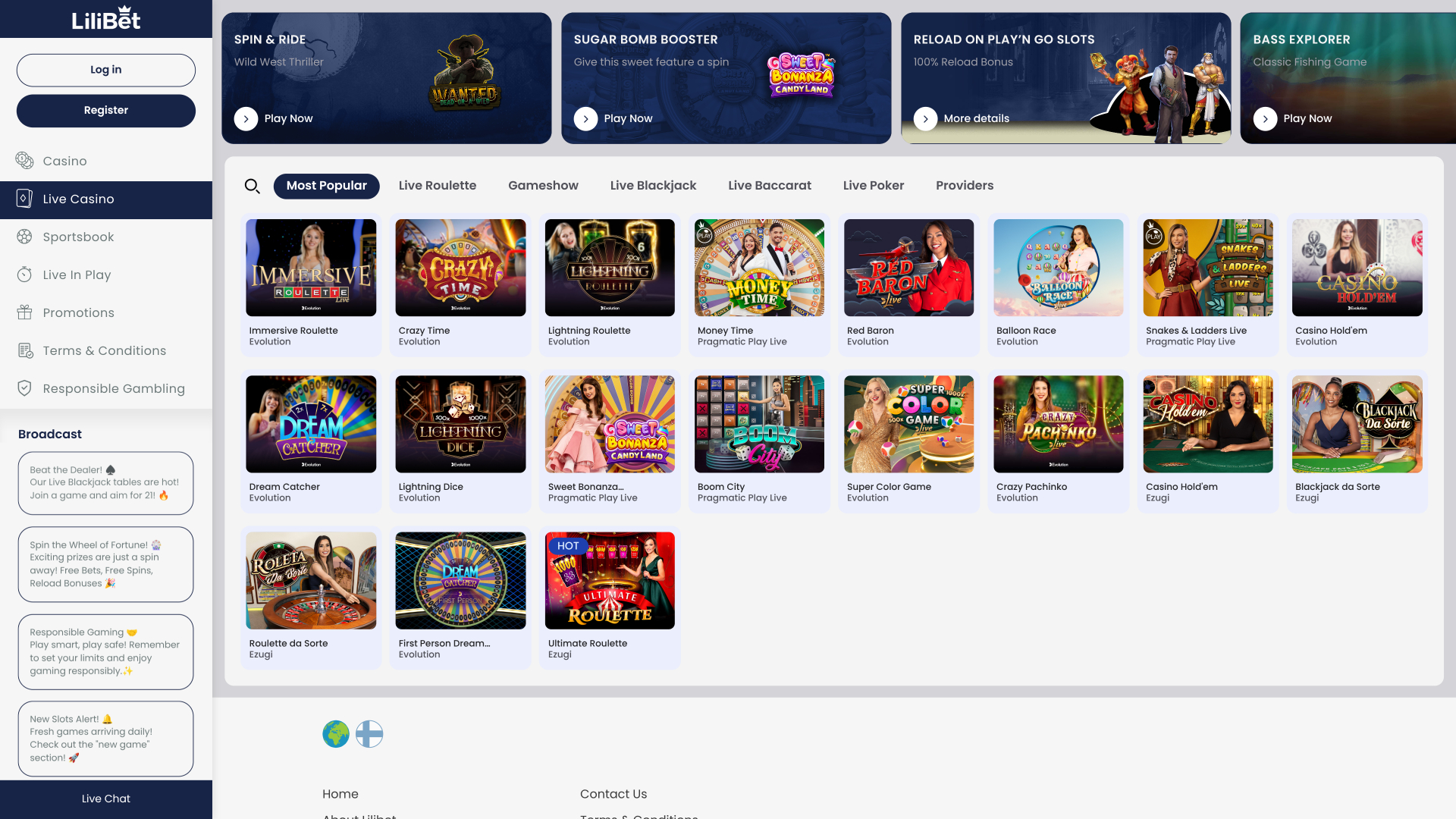 Lilibet Casino Desktop Live Dealer