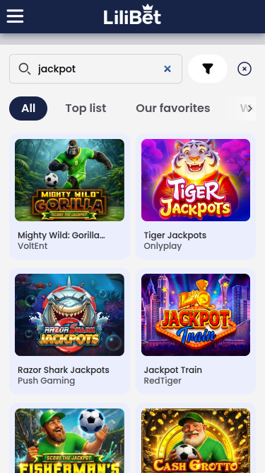Jackpot mobile du casino Lilibet
