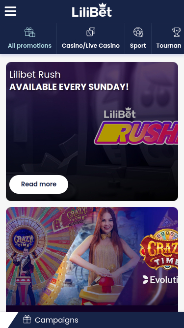 Promotions mobiles du casino Lilibet