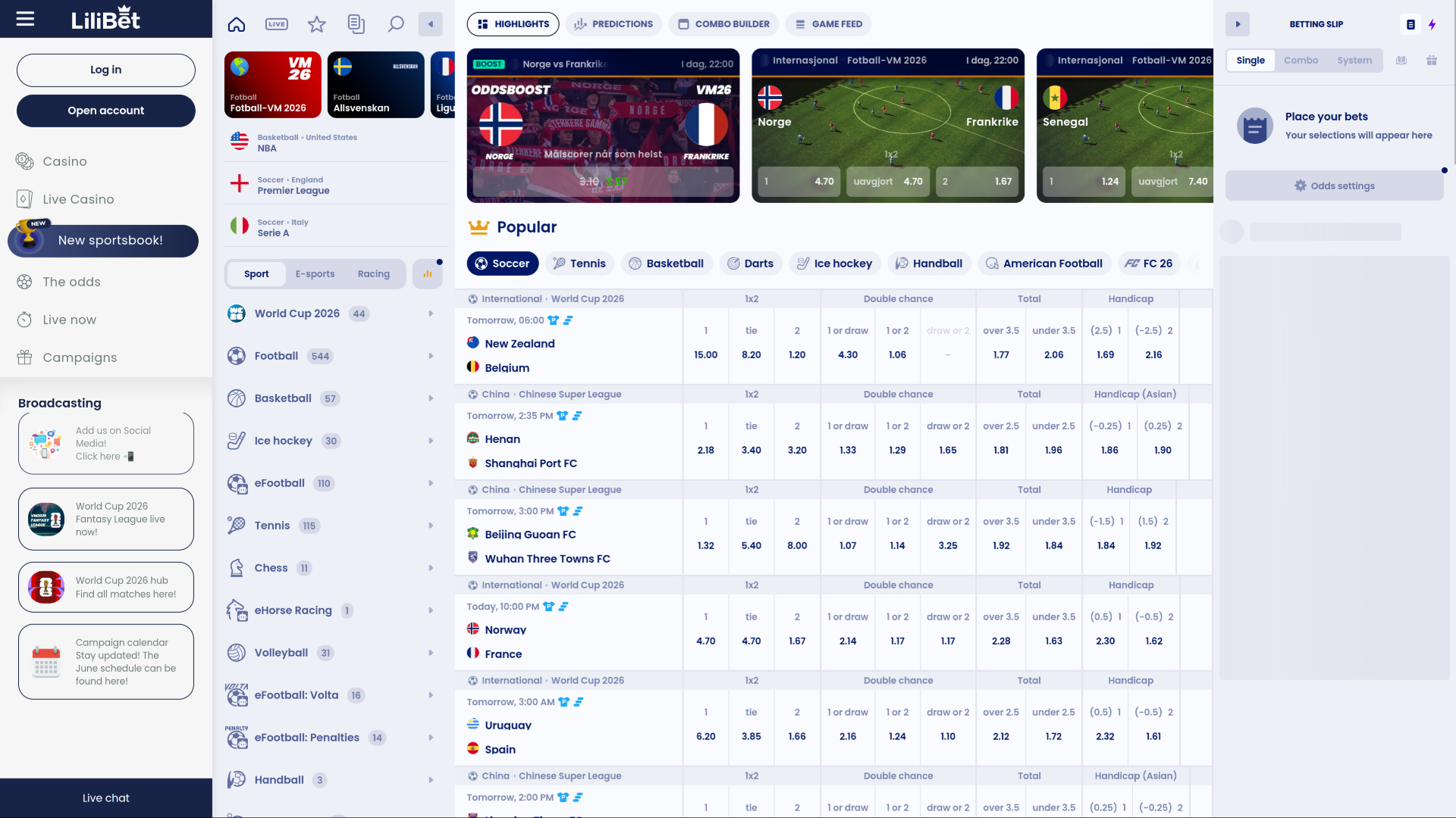 Lilibet Casino Sports sur ordinateur
