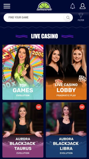 Казино с живыми дилерами Limewin Casino для мобильных устройств