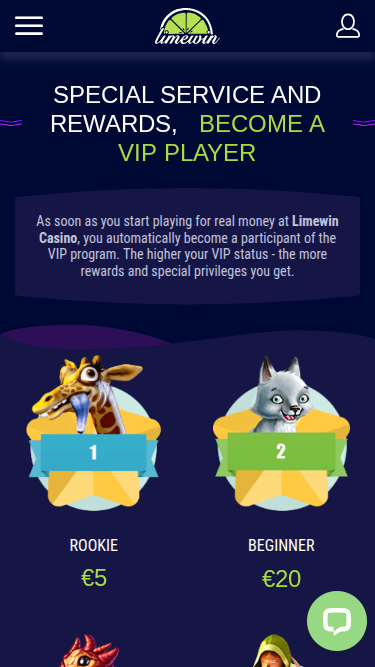 Programme VIP mobile du casino Limewin
