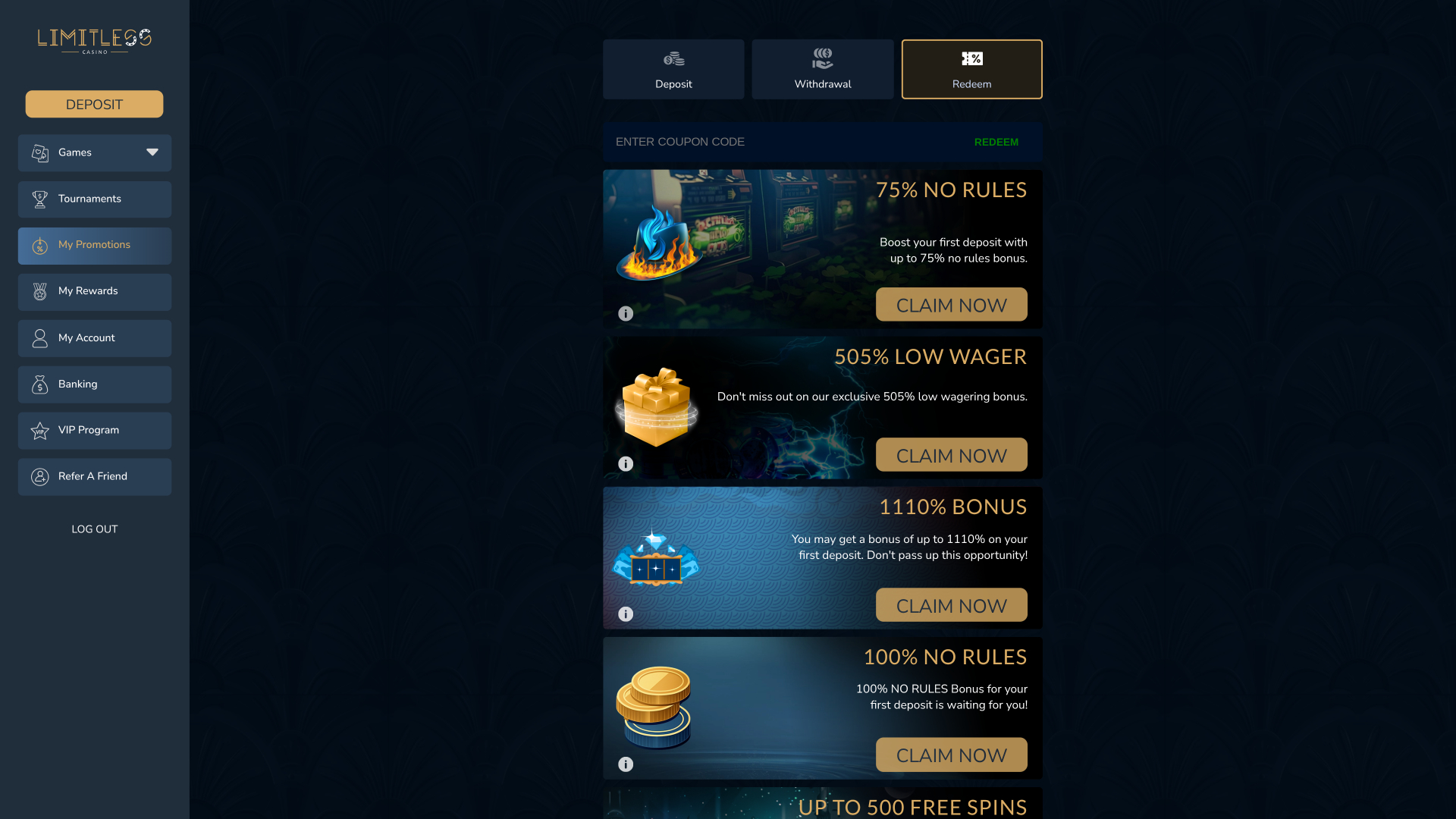 Promotions illimitées sur ordinateur de casino