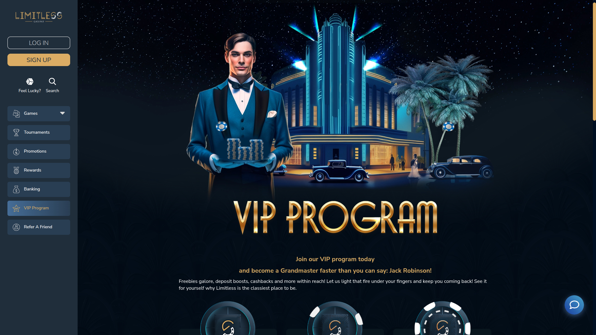 Programme VIP de bureau de Limitless Casino