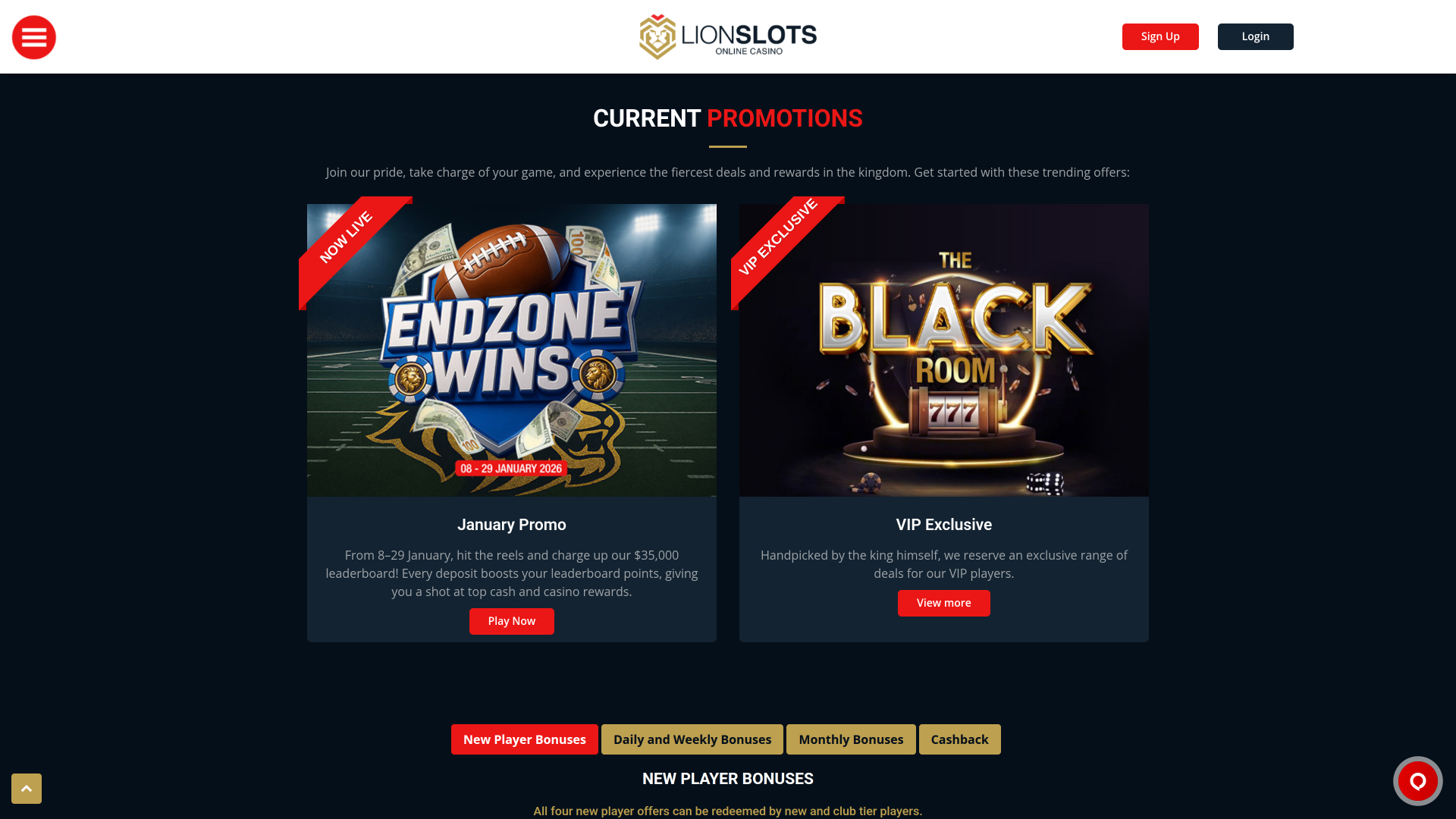 Lion Slots Casino Desktop-Aktionen