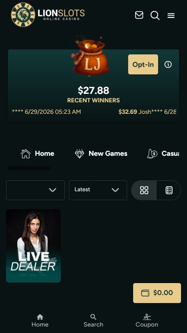 Казино с живыми дилерами Lion Slots Casino для мобильных устройств