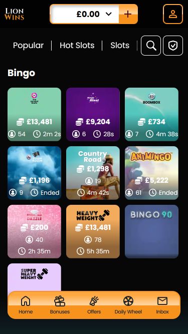 Бинго Lion Wins Casino для мобильных устройств