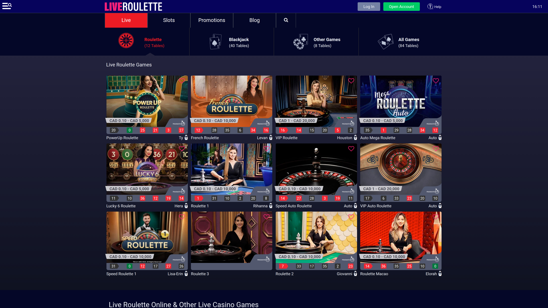 Roulette en direct Casino sur ordinateur avec croupier en direct