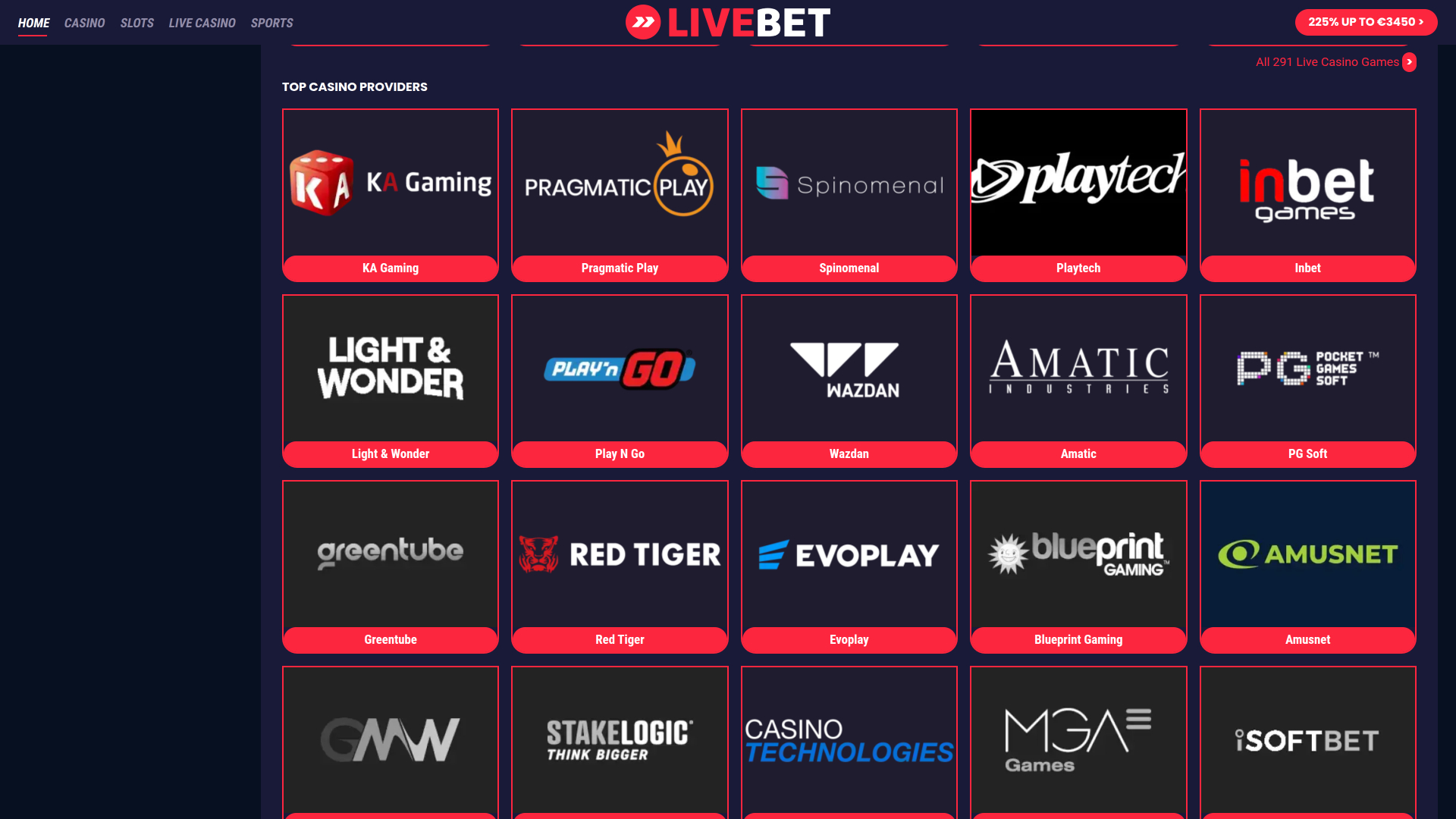 Développeurs de jeux de casino Livebet pour ordinateur