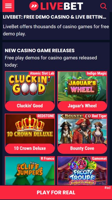 LiveBet カジノ モバイル ホームページ