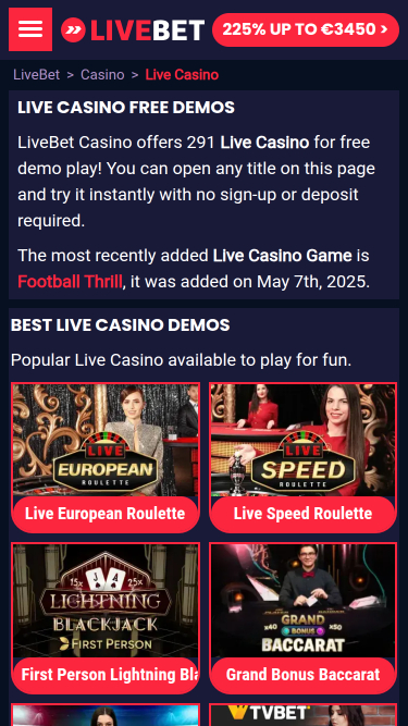 Livebet Casino Croupier en direct mobile