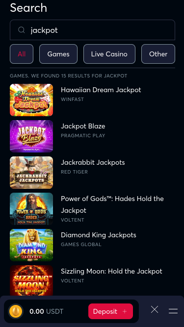 Jackpot mobile del casinò dal vivo