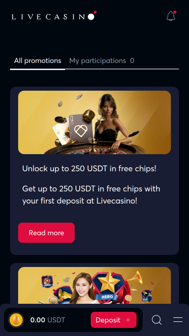 Promozioni Livecasino Mobile