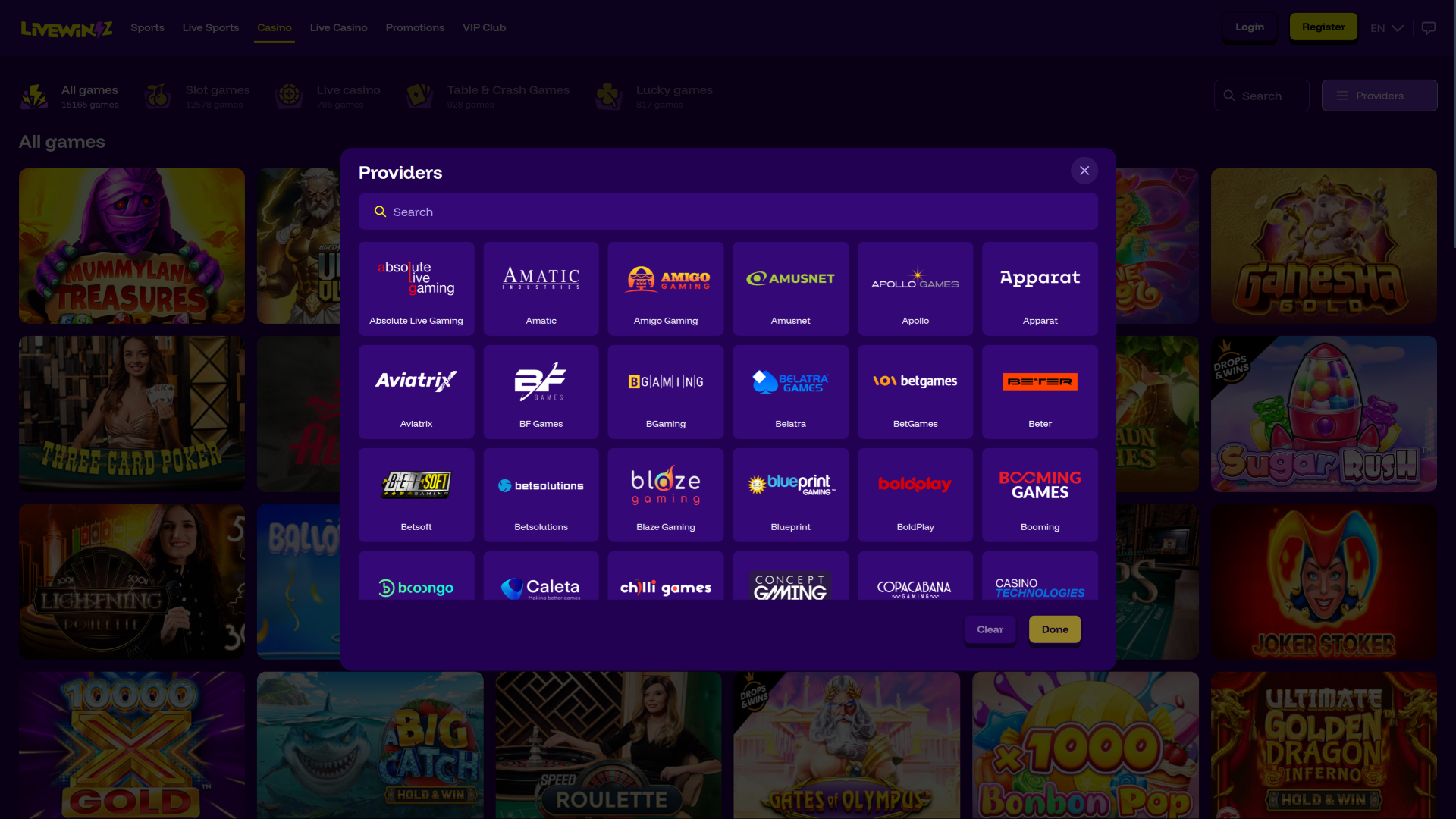 Développeurs de jeux de casino LiveWinz