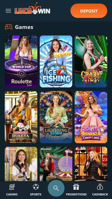 Casino mobile Locowin avec croupier en direct