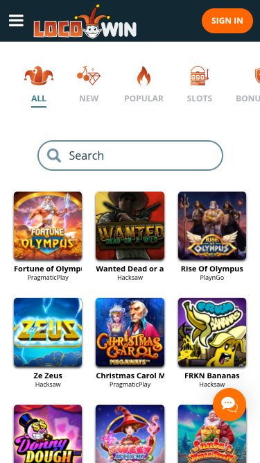 Giochi per dispositivi mobili del casinò Locowin