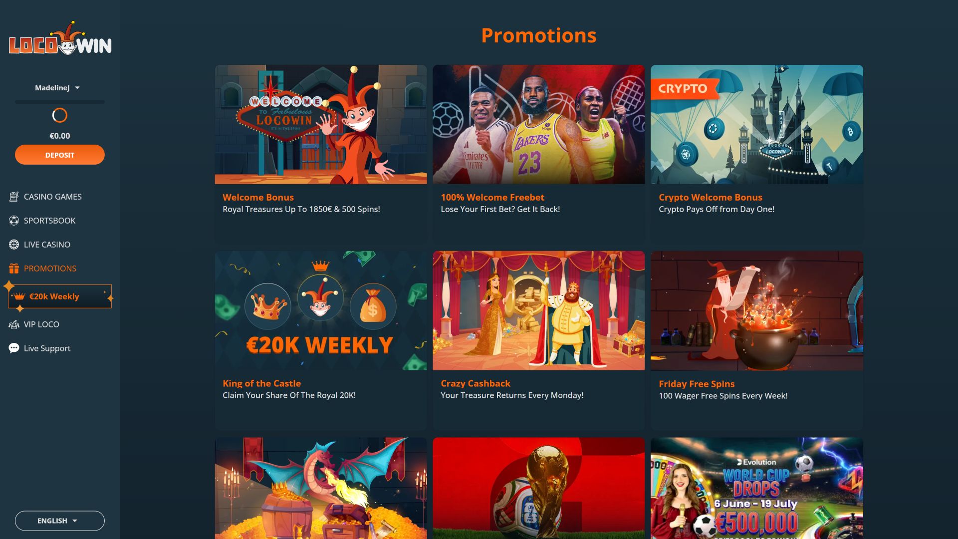 Promotions sur ordinateur du casino Locowin