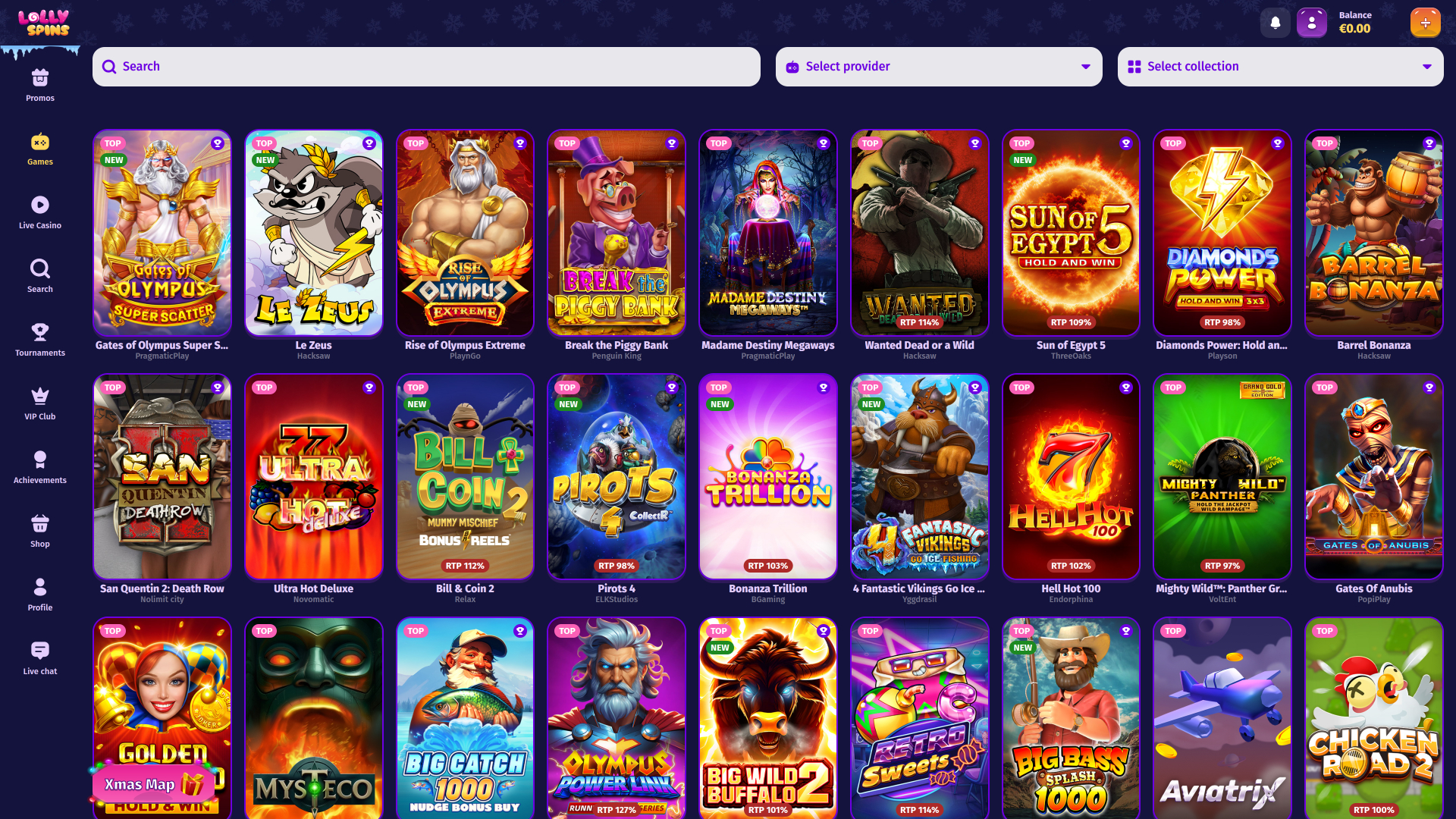 Lolly Spins Casino Desktop Games