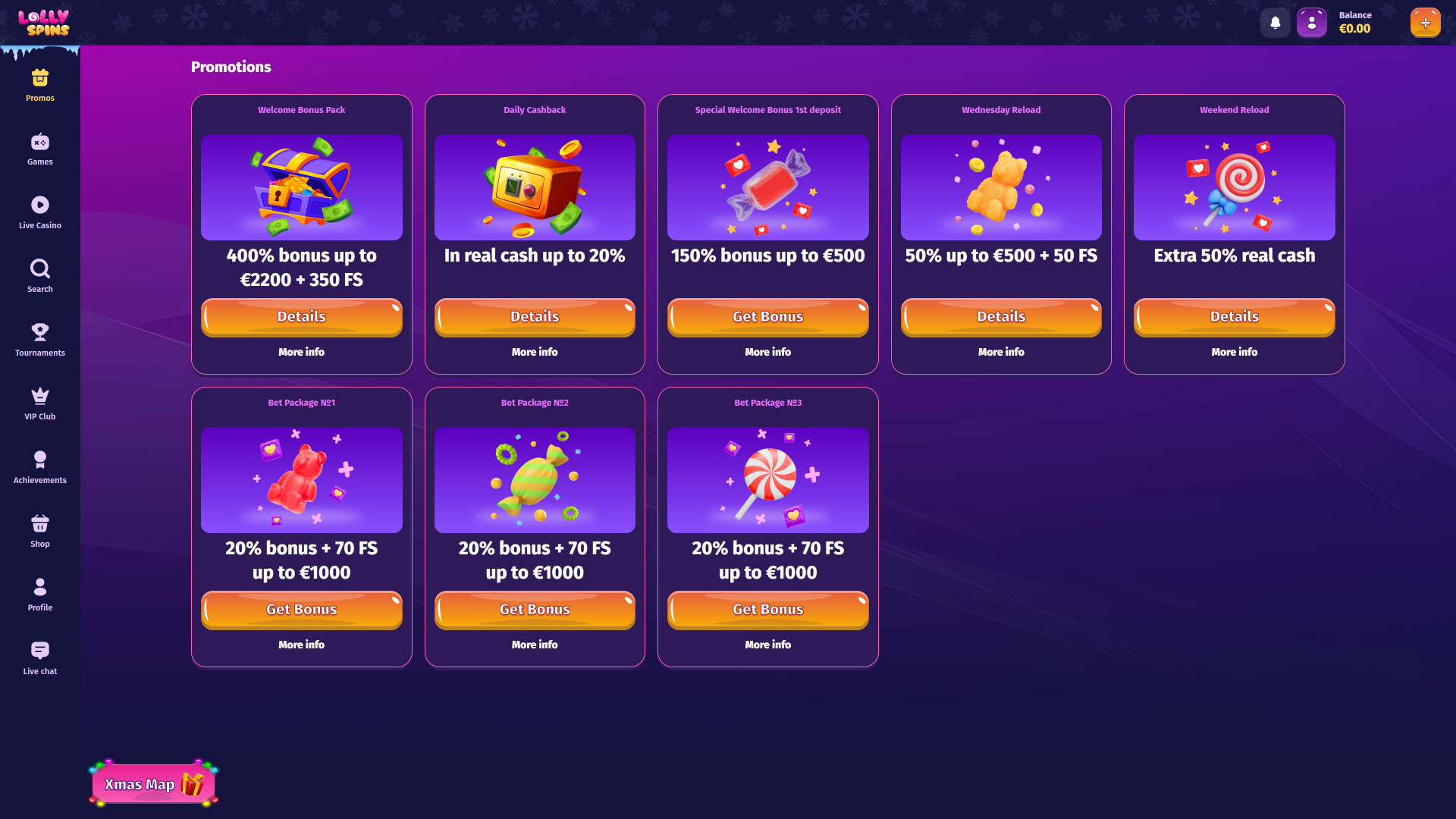 Lolly Spins Casino Desktop Promotions