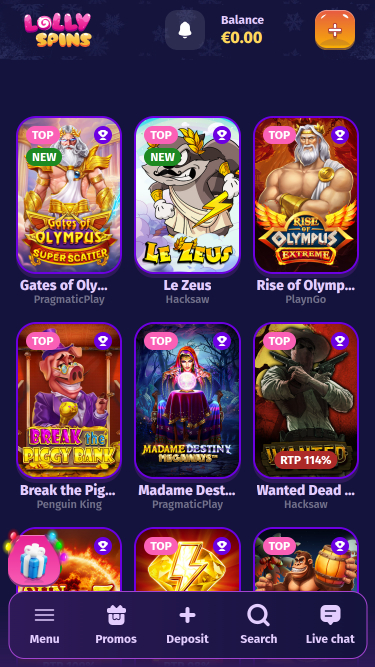 Lolly Spins Casino Mobile Games