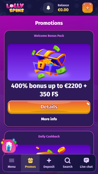 Lolly Spins Casino Mobile Promotions