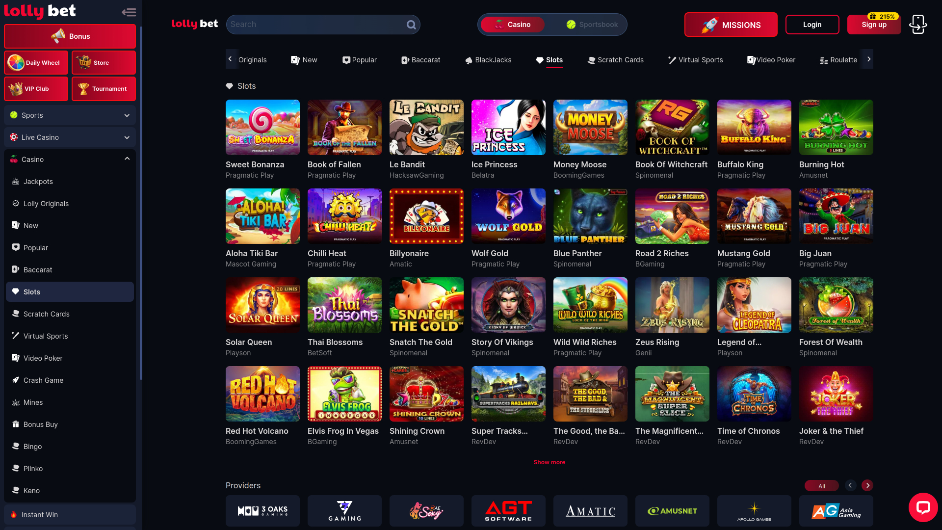Lollybet Casino Desktop-Spiele
