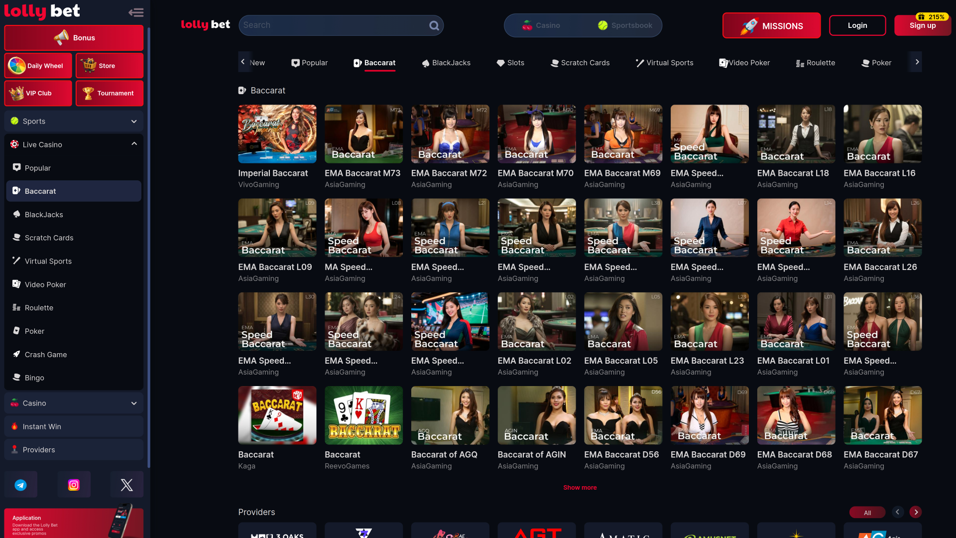 Lollybet Casino Desktop Live-Dealer