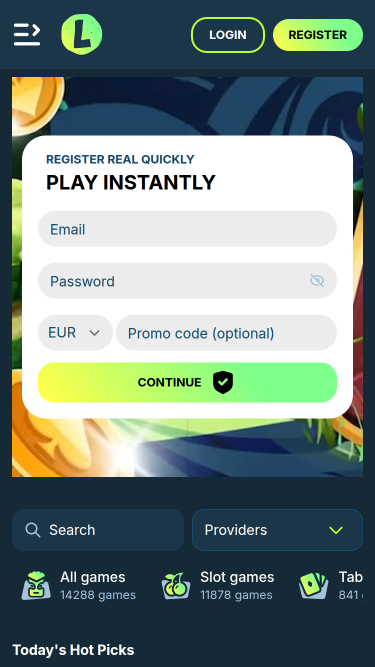 Page d'accueil du casino Lolo