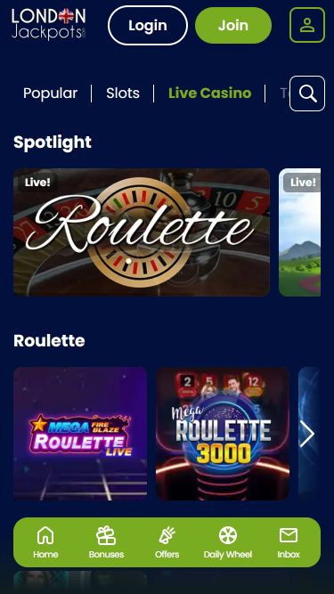Casinò mobile London Jackpots con croupier dal vivo