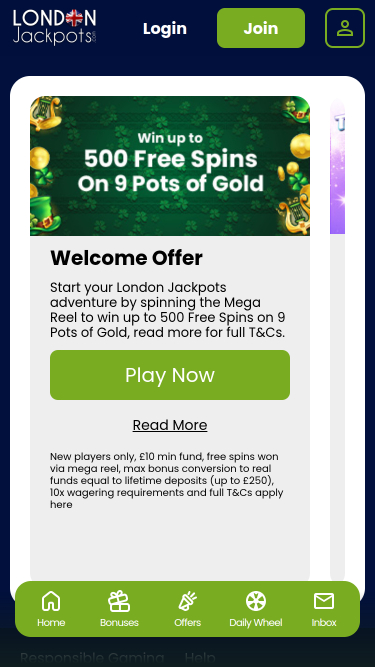 Promotions mobiles du casino London Jackpots