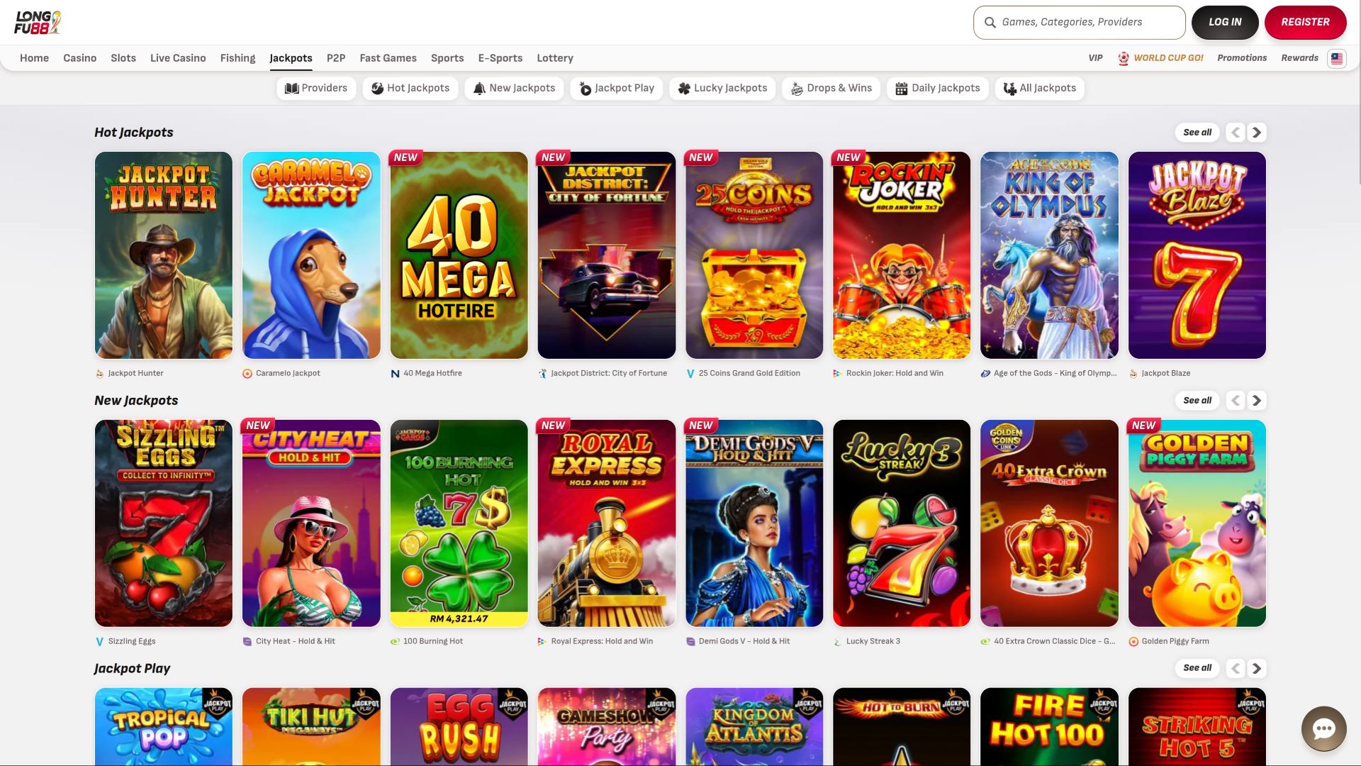 Jackpot du casino LongFu88 sur ordinateur