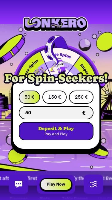 Мобильная домашняя страница Tenkero Casino