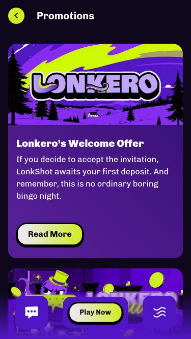 Мобильная страница промо-акций казино Lonkero