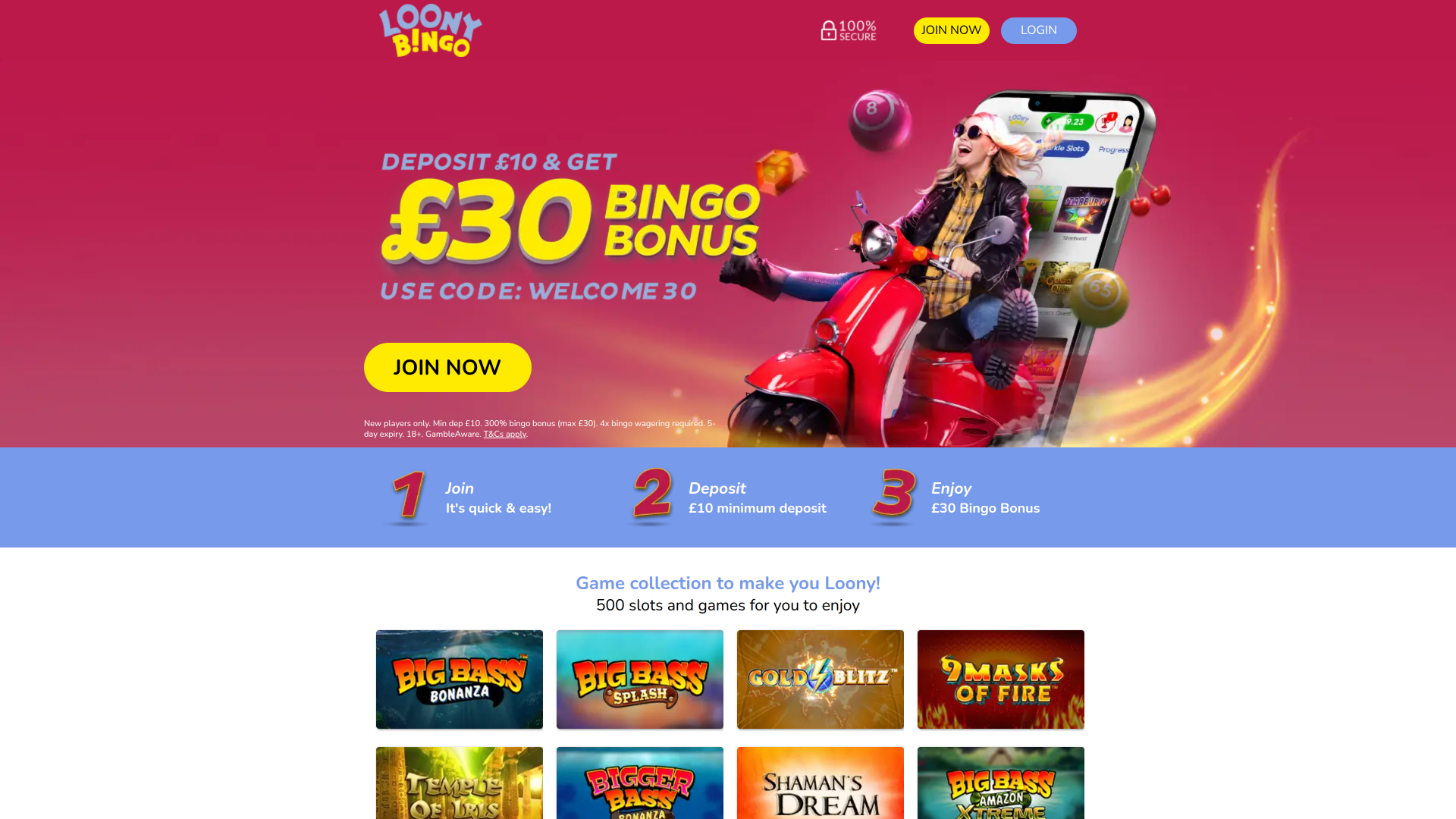 Loony Bingo Casino Desktop Homepage