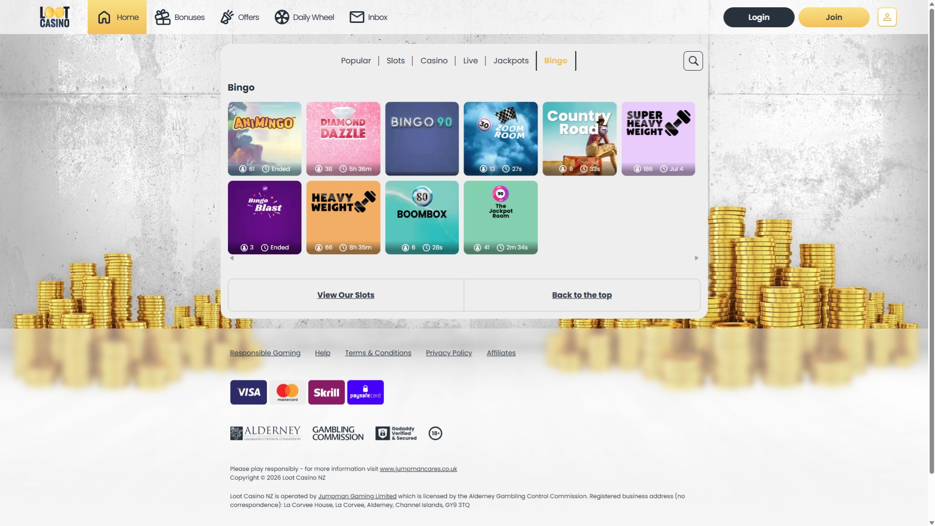 Loot Казино Десктоп Бинго