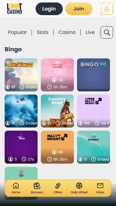 Мобильное бинго Loot Casino