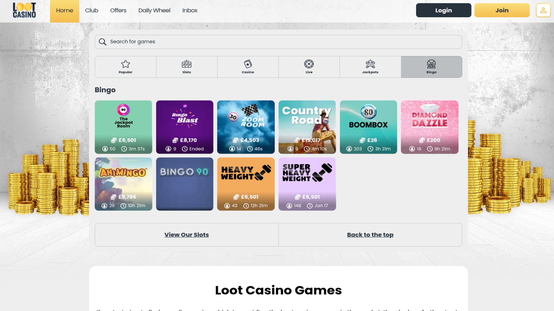 Bingo de bureau Loot Casino