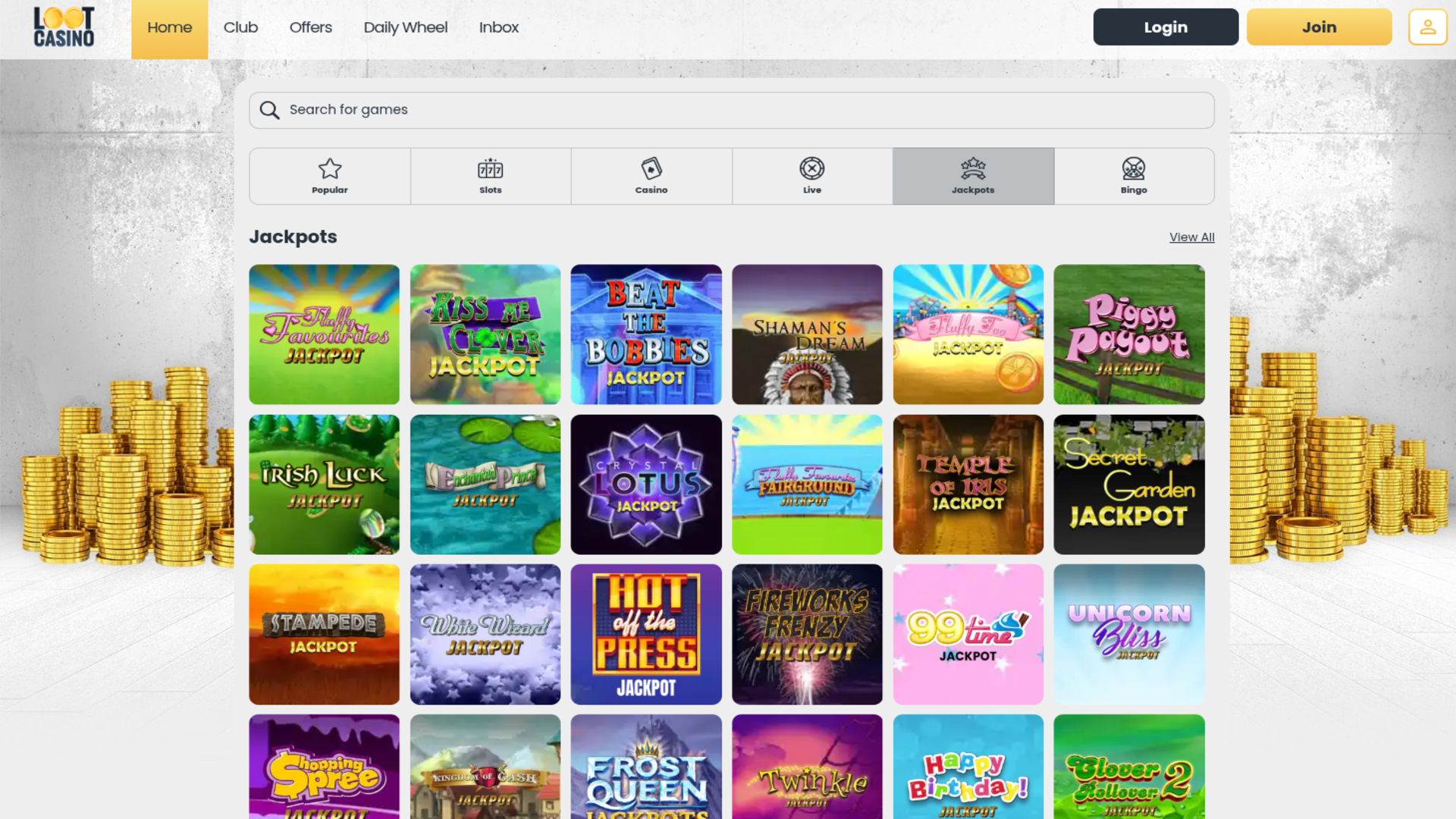 Jackpot de bureau du casino Loot