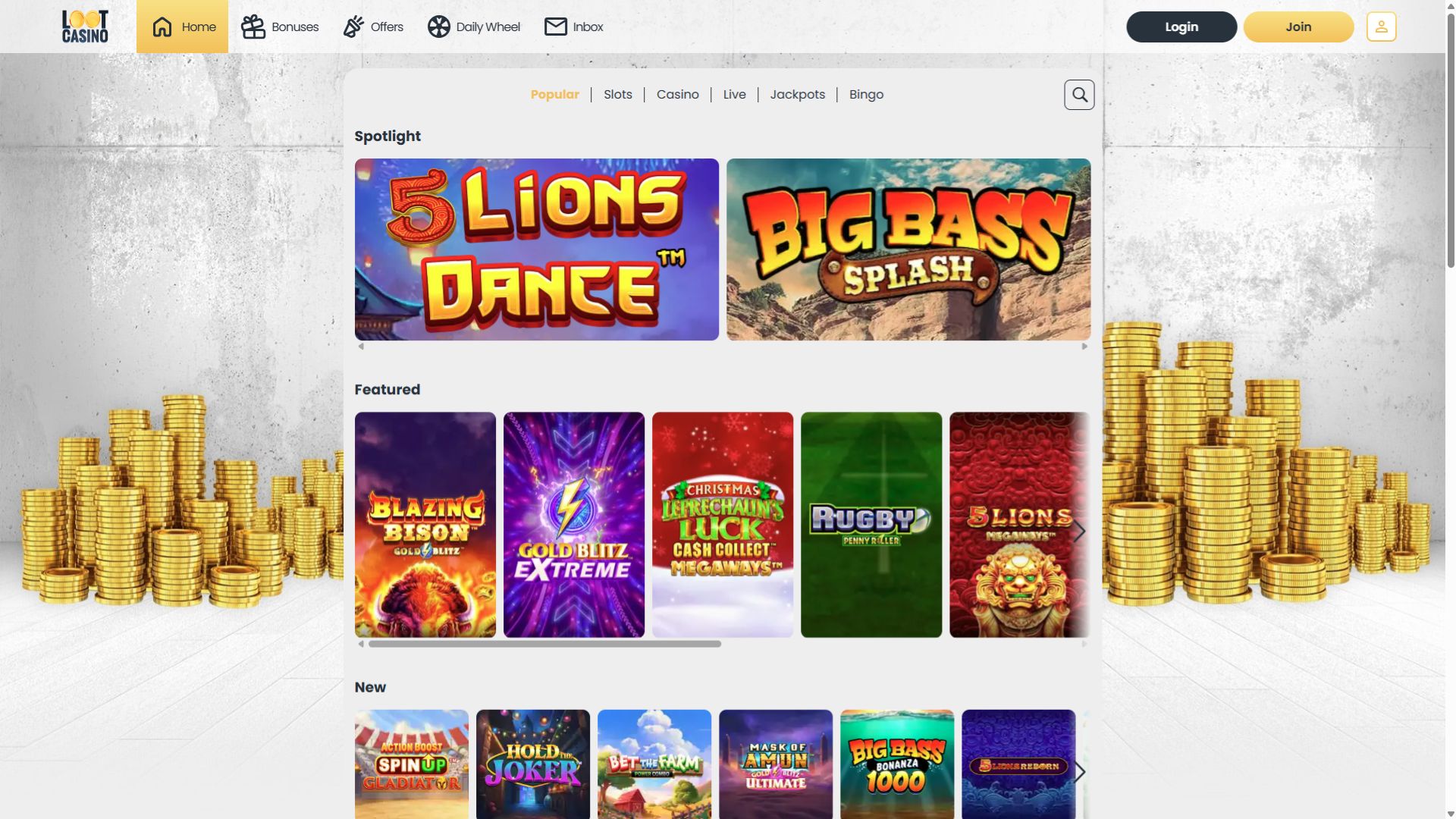 Игры для настольных компьютеров от Loot Casino