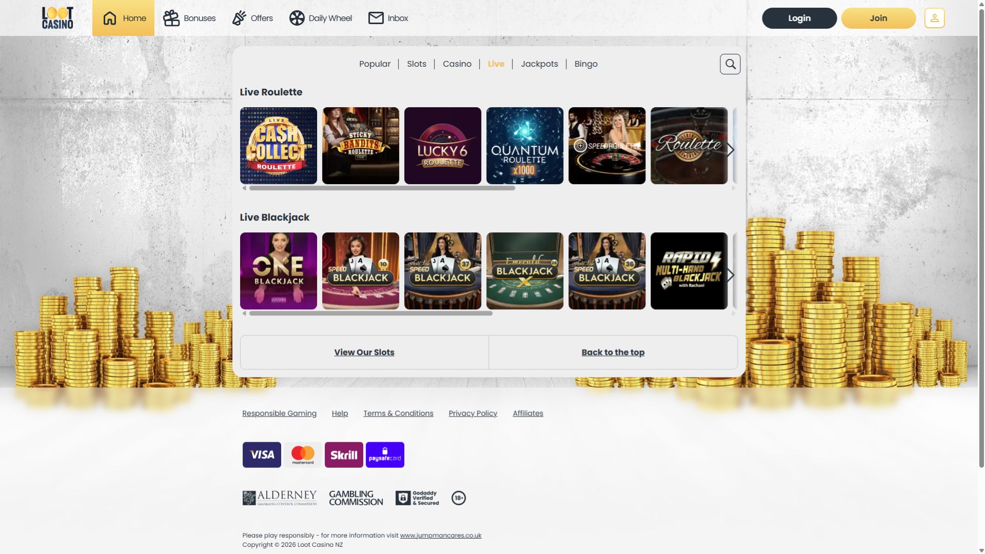 Loot Казино Десктоп Живой Дилер
