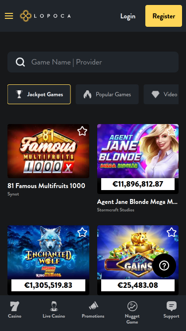 Lopoca Casino Mobile Jackpot