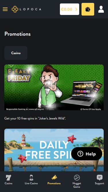 Lopoca Casino Mobile Promotions