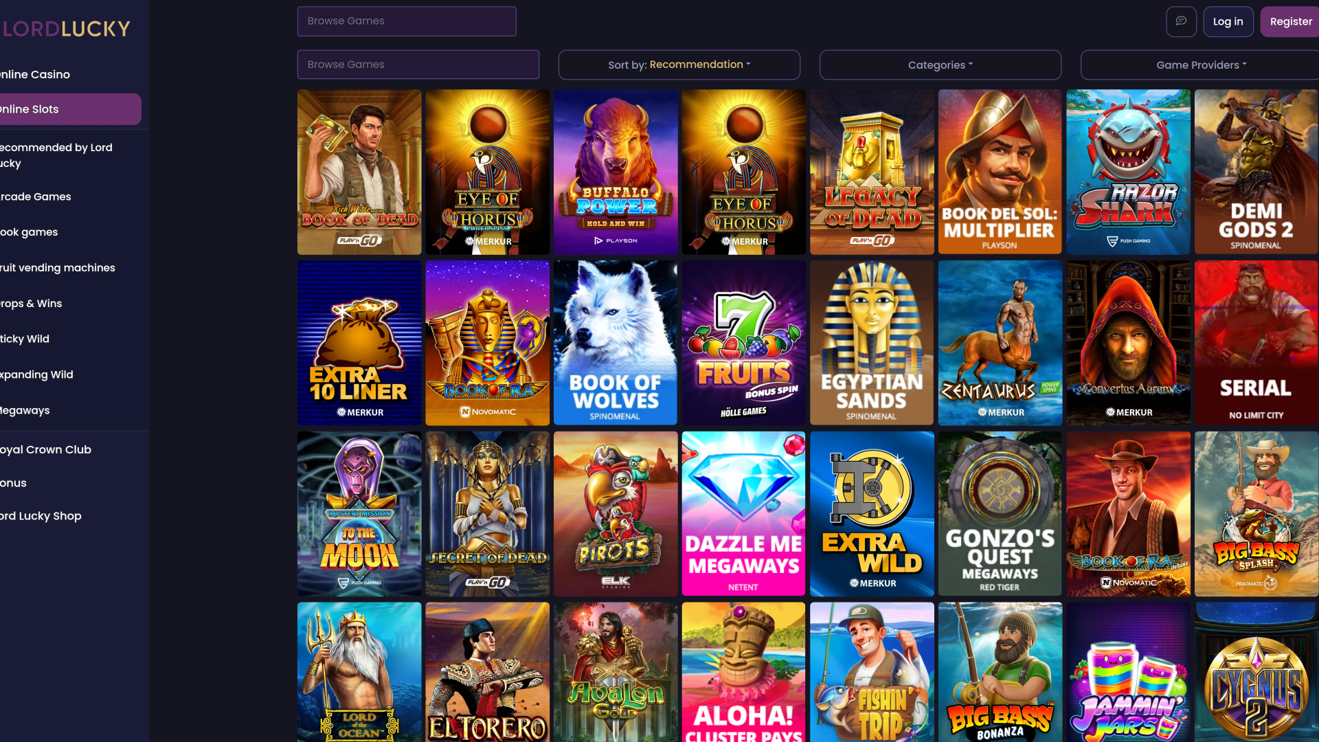 Lord Lucky Casino Desktop Games